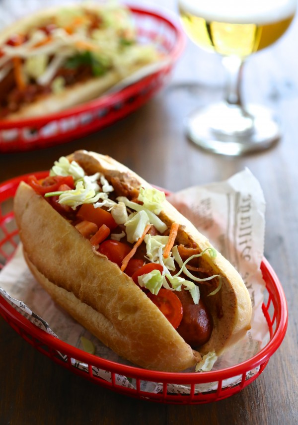 Cajun BLT Hot Dogs With Spicy Slaw, Made With Fork In The Road Hot Links